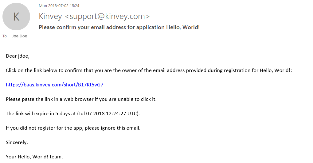Email Verification Request